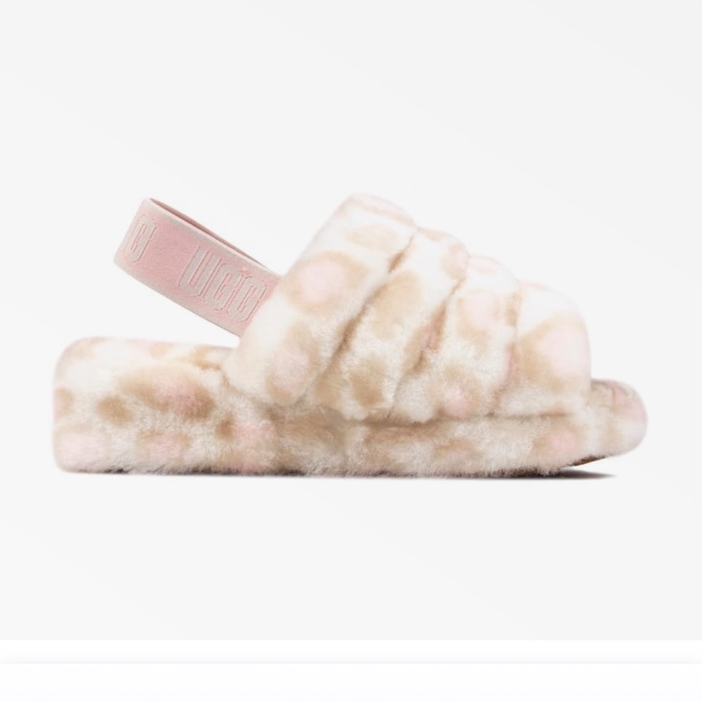 Ugg fluff yeah in white and pink leopard